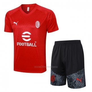 Chandal del AC Milan Manga Corta 2023-2024 Rojo - Pantalon Corto