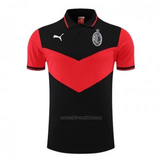 Camiseta Polo del AC Milan 2022-2023 Negro y Rojo