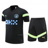 Chandal del Manchester City Manga Corta 2022-2023 Negro - Pantalon Corto