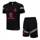 Chandal del AC Milan Manga Corta 2022-2023 Negro - Pantalon Corto