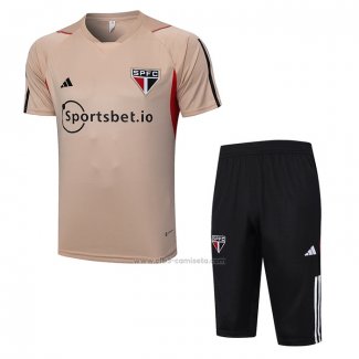 Chandal del Sao Paulo Manga Corta 2023-2024 Amarillo - Pantalon Corto